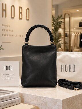 NWT HOBO Black Leather Crossbody Bag Genuine Leather Shoulder Purse Quiet Luxury